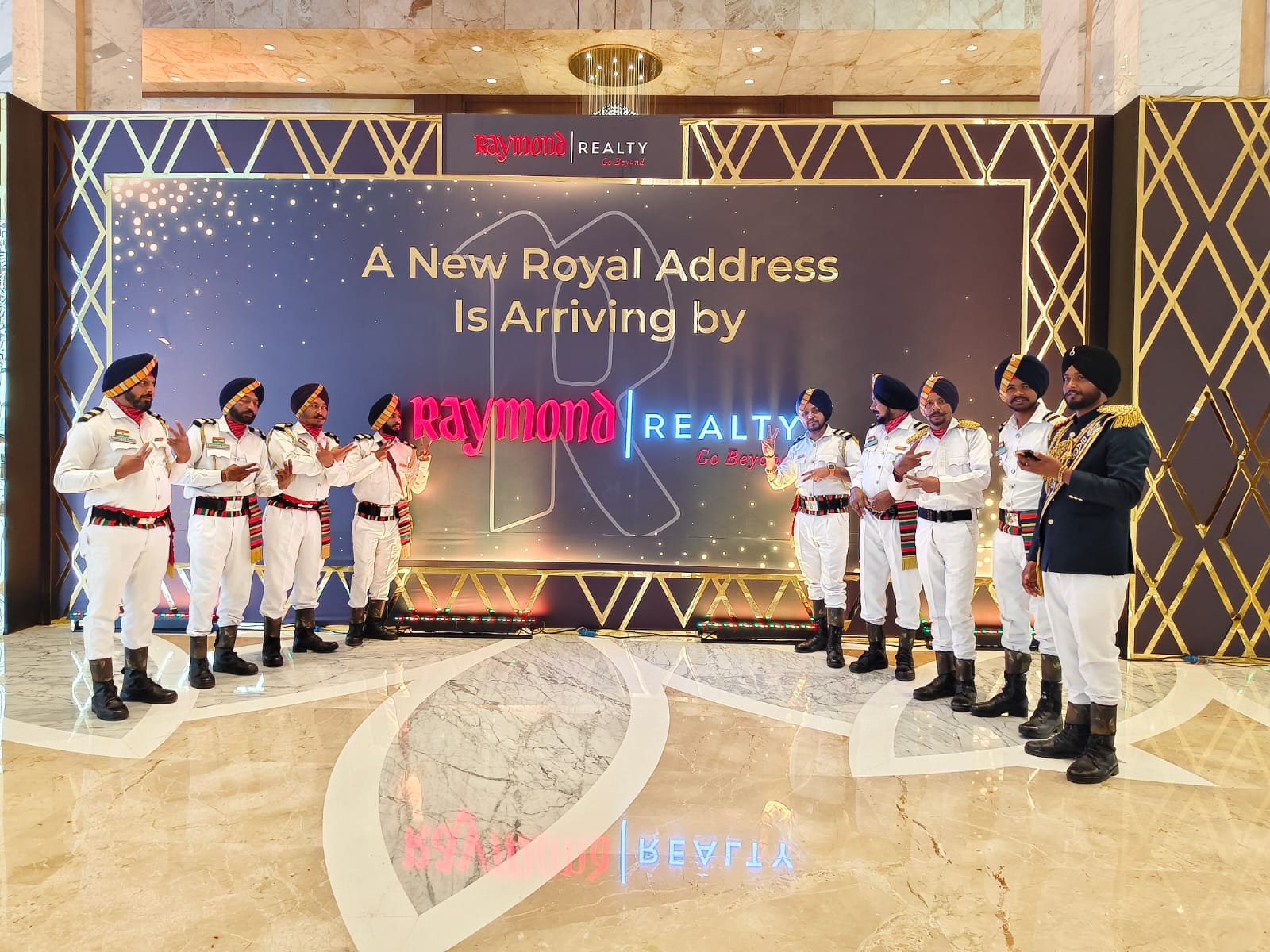 White uniform band at a launch event