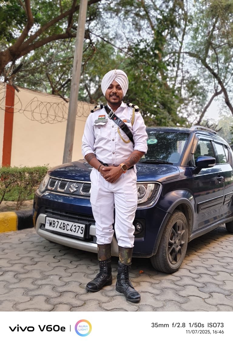 Band member portrait beside vehicle