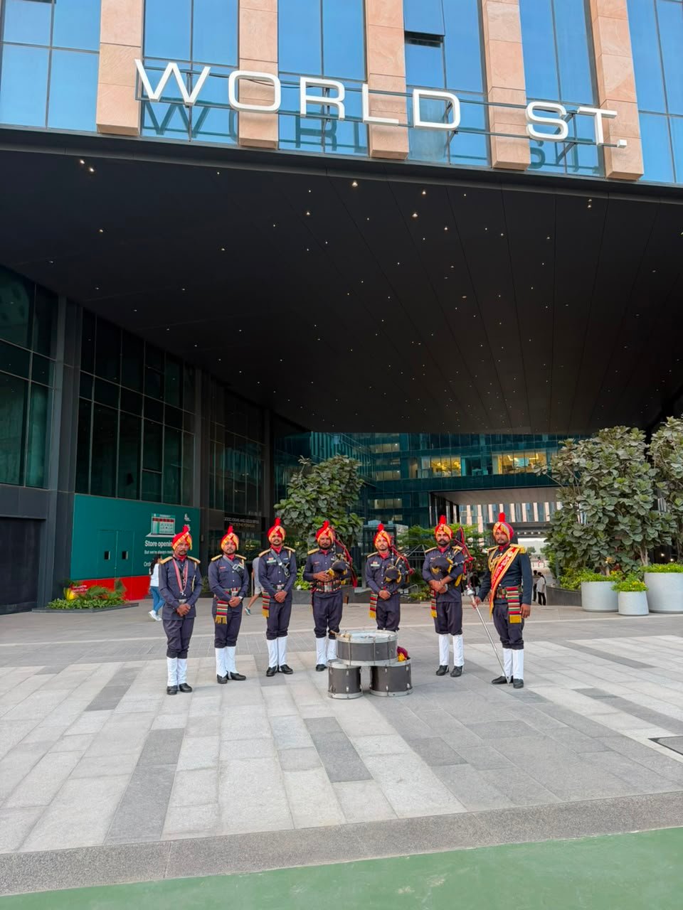 Formal ceremonial band group prepared for a community event