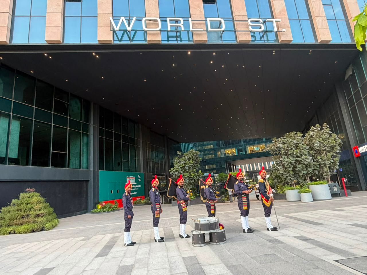 Royal Bagpipe Band performing at a premium outdoor venue